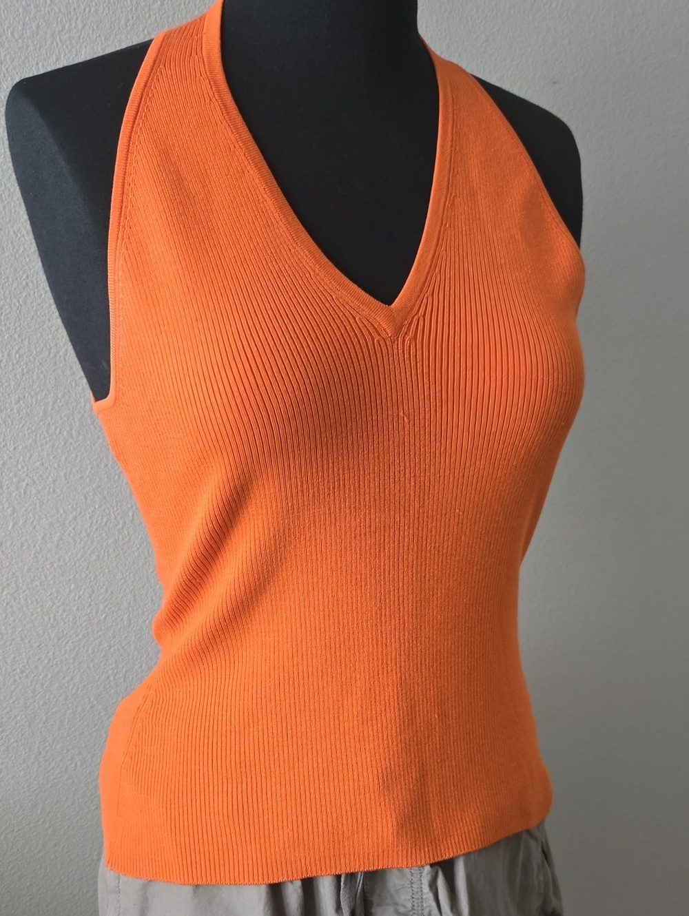INC International Concepts Orange Ribbed V-Neck Tank